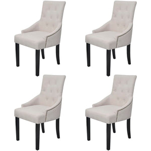NNEVL Dining Chairs 4 pcs Cream Grey Fabric