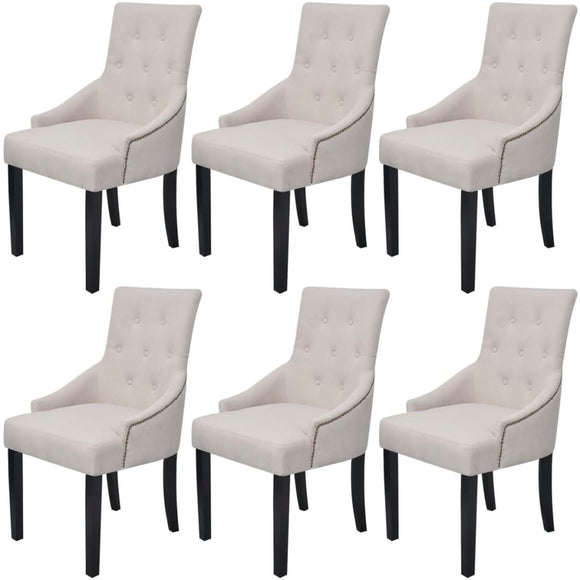 NNEVL Dining Chairs 6 pcs Cream Grey Fabric