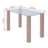 NNEVL Dining Table Glass 120x60x75 cm
