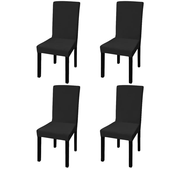 NNEVL Straight Stretchable Chair Cover 4 pcs Black