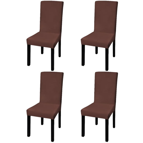 NNEVL Straight Stretchable Chair Cover 4 pcs Brown
