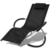 NNEVL Outdoor Geometrical Sun Lounger Steel Black and Grey