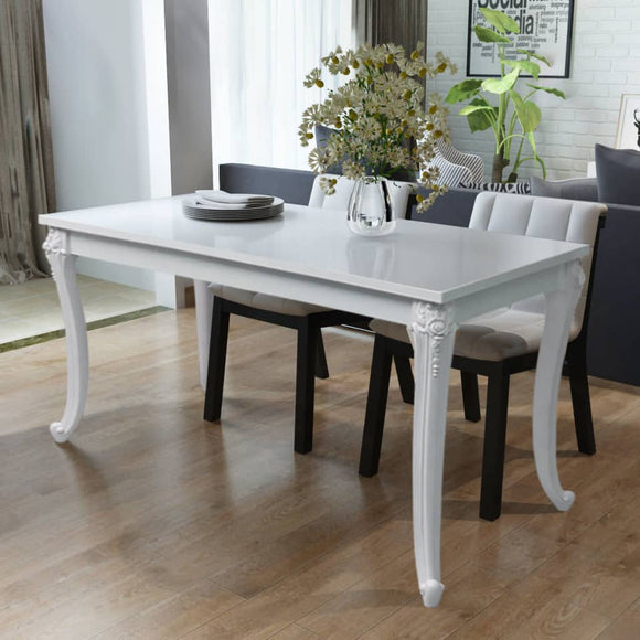 NNEVL Dining Table 116x66x76 cm High Gloss White