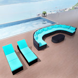NNEVL 13 Piece Garden Lounge Set with Cushions Poly Rattan Blue