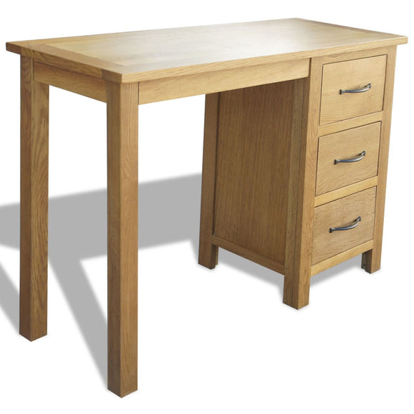 NNEVL Desk with 3 Drawers 106x40x75 cm Solid Oak Wood