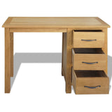 NNEVL Desk with 3 Drawers 106x40x75 cm Solid Oak Wood