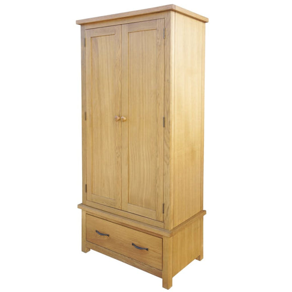 NNEVL Wardrobe with 1 Drawer 90x52x183 cm Solid Oak Wood