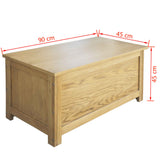 NNEVL Storage Box 90x45x45 cm Solid Oak Wood