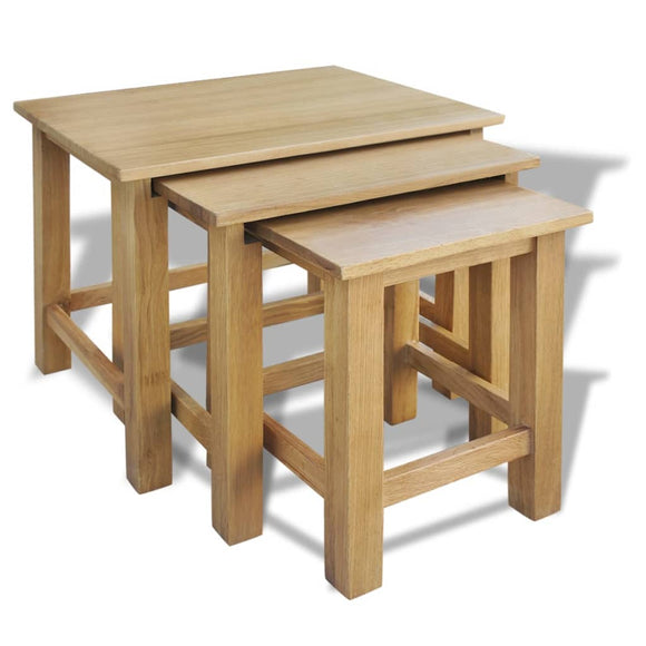 NNEVL Nesting Tables 3 pcs Solid Oak Wood