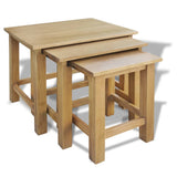 NNEVL Nesting Tables 3 pcs Solid Oak Wood