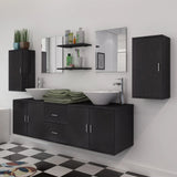 NNEVL 11 Piece Bathroom Furniture Set with Basin with Tap Black