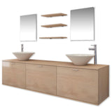 NNEVL Ten Piece Bathroom Furniture Set with Basin with Tap Beige