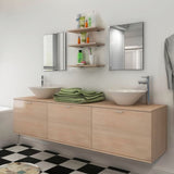 NNEVL Ten Piece Bathroom Furniture Set with Basin with Tap Beige
