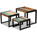 NNEVL Three Piece Nesting Tables Solid Reclaimed Wood