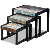 NNEVL Three Piece Nesting Tables Solid Reclaimed Wood