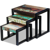 NNEVL Three Piece Nesting Tables Solid Reclaimed Wood