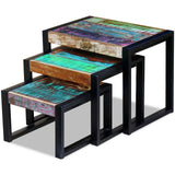 NNEVL Three Piece Nesting Tables Solid Reclaimed Wood