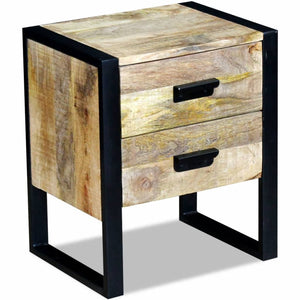 NNEVL Side Table with 2 Drawers Solid Mango Wood 43x33x51 cm