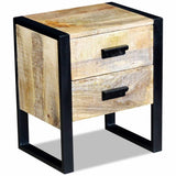 NNEVL Side Table with 2 Drawers Solid Mango Wood 43x33x51 cm