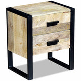 NNEVL Side Table with 2 Drawers Solid Mango Wood 43x33x51 cm