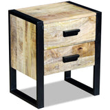 NNEVL Side Table with 2 Drawers Solid Mango Wood 43x33x51 cm