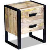 NNEVL Side Table with 2 Drawers Solid Mango Wood 43x33x51 cm