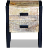 NNEVL Side Table with 2 Drawers Solid Mango Wood 43x33x51 cm