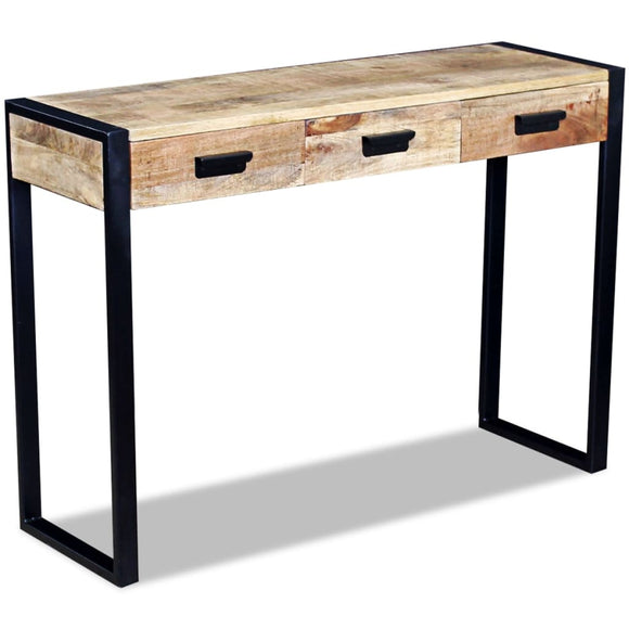 NNEVL Console Table with 3 Drawers Solid Mango Wood 110x35x78 cm
