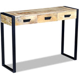 NNEVL Console Table with 3 Drawers Solid Mango Wood 110x35x78 cm