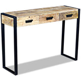 NNEVL Console Table with 3 Drawers Solid Mango Wood 110x35x78 cm