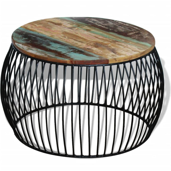 NNEVL Coffee Table Round Solid Reclaimed Wood 68x37 cm