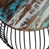 NNEVL Coffee Table Round Solid Reclaimed Wood 68x37 cm