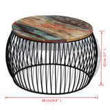 NNEVL Coffee Table Round Solid Reclaimed Wood 68x37 cm