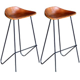 NNEVL Bar Chairs 2 pcs Black and Brown Real Leather