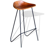 NNEVL Bar Chairs 2 pcs Black and Brown Real Leather