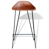 NNEVL Bar Chairs 2 pcs Black and Brown Real Leather