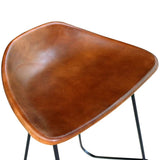 NNEVL Bar Chairs 2 pcs Black and Brown Real Leather