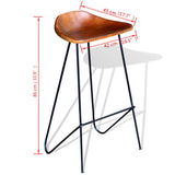 NNEVL Bar Chairs 2 pcs Black and Brown Real Leather