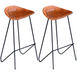 NNEVL Bar Chairs 2 pcs Black and Brown Real Leather