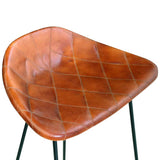 NNEVL Bar Chairs 2 pcs Black and Brown Real Leather