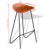NNEVL Bar Chairs 2 pcs Black and Brown Real Leather