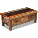NNEVL Coffee Table Drawers Solid Reclaimed Wood 90x45x35 cm
