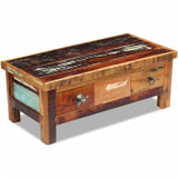 NNEVL Coffee Table Drawers Solid Reclaimed Wood 90x45x35 cm