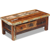 NNEVL Coffee Table Drawers Solid Reclaimed Wood 90x45x35 cm