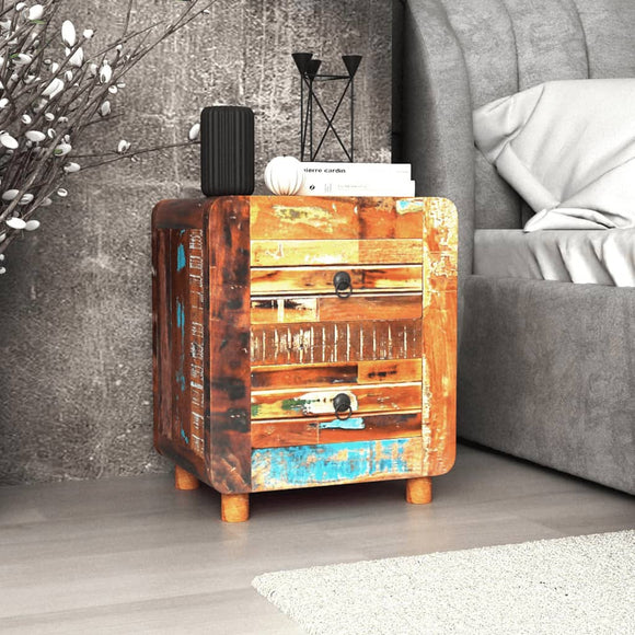NNEVL Night Cabinet Solid Reclaimed Wood 43x33x51 cm