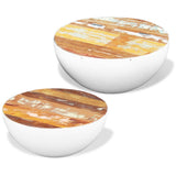 NNEVL Two Piece Bowl Shaped Coffee Table Set Solid Reclaimed Wood