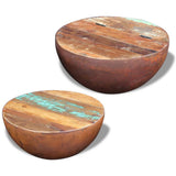 NNEVL Two Piece Bowl Shaped Coffee Table Set Solid Reclaimed Wood