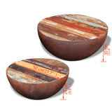 NNEVL Two Piece Bowl Shaped Coffee Table Set Solid Reclaimed Wood