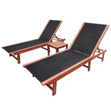 NNEVL Sun Loungers 2 pcs with Table Solid Acacia Wood and Textilene