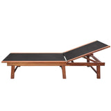 NNEVL Sun Loungers 2 pcs with Table Solid Acacia Wood and Textilene